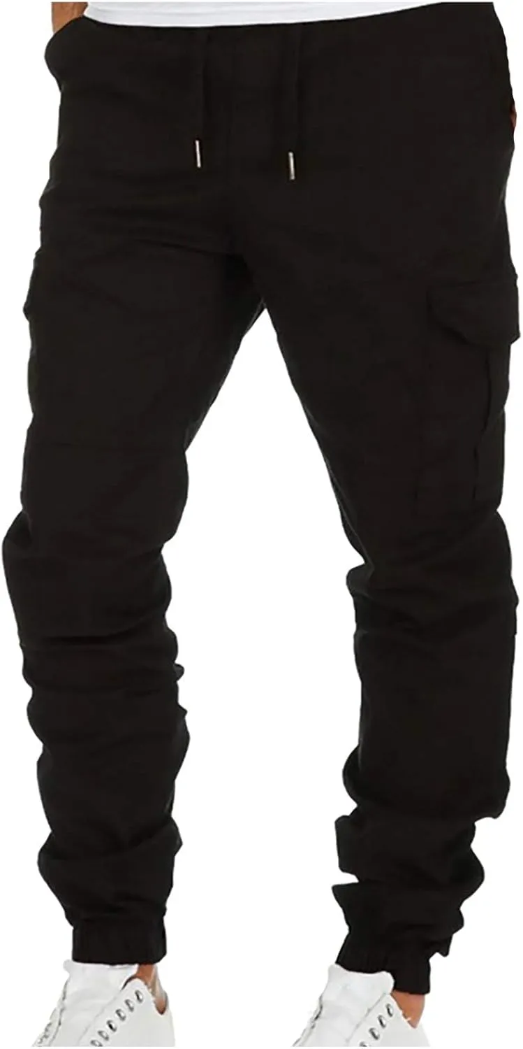 Cargo Pants for Men Casual Cotton Jogger Multi Pockets Work Sweatpant Lightweight Relaxed Fit Outdoor Hiking Trousers