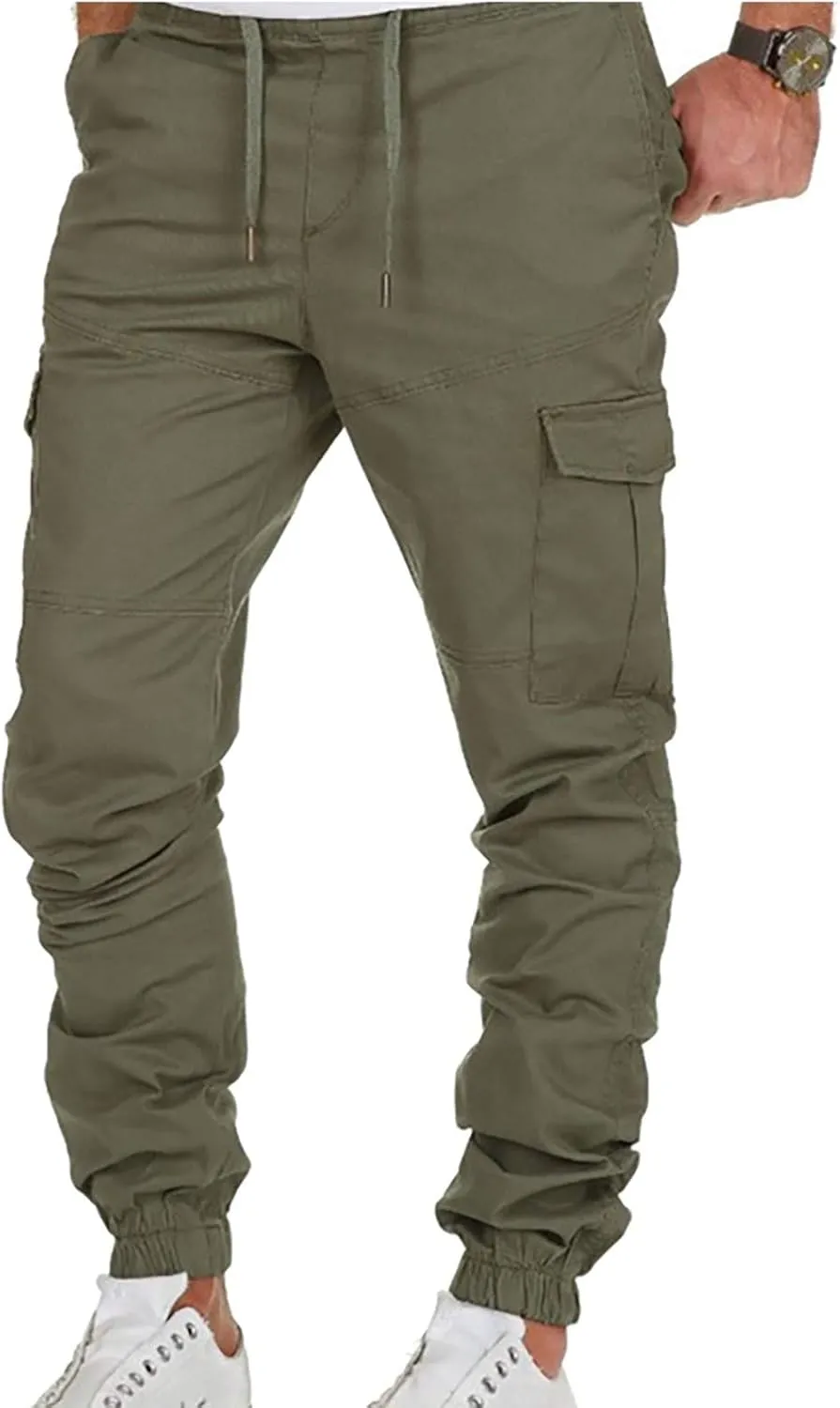 Cargo Pants for Men Casual Cotton Jogger Multi Pockets Work Sweatpant Lightweight Relaxed Fit Outdoor Hiking Trousers