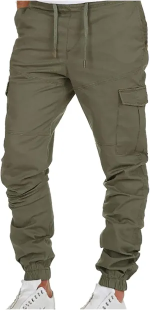 Cargo Pants for Men Casual Cotton Jogger Multi Pockets Work Sweatpant Lightweight Relaxed Fit Outdoor Hiking Trousers