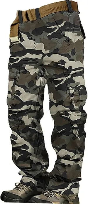 Cargo Pants for Men Casual Hiking Pants Fleece Joggers Athletic Pants Lightweight Loose Straight Sweatpants for Men