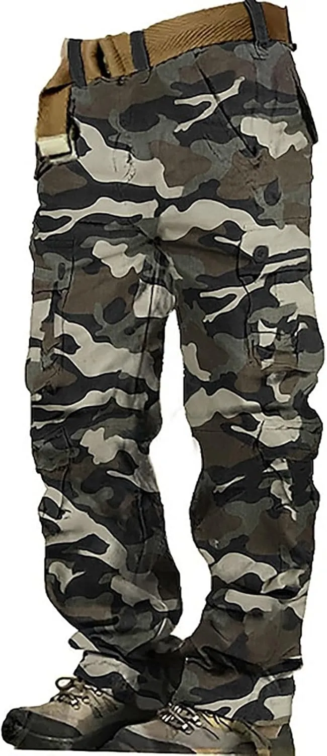 Cargo Pants for Men Casual Hiking Pants Fleece Joggers Athletic Pants Lightweight Loose Straight Sweatpants for Men