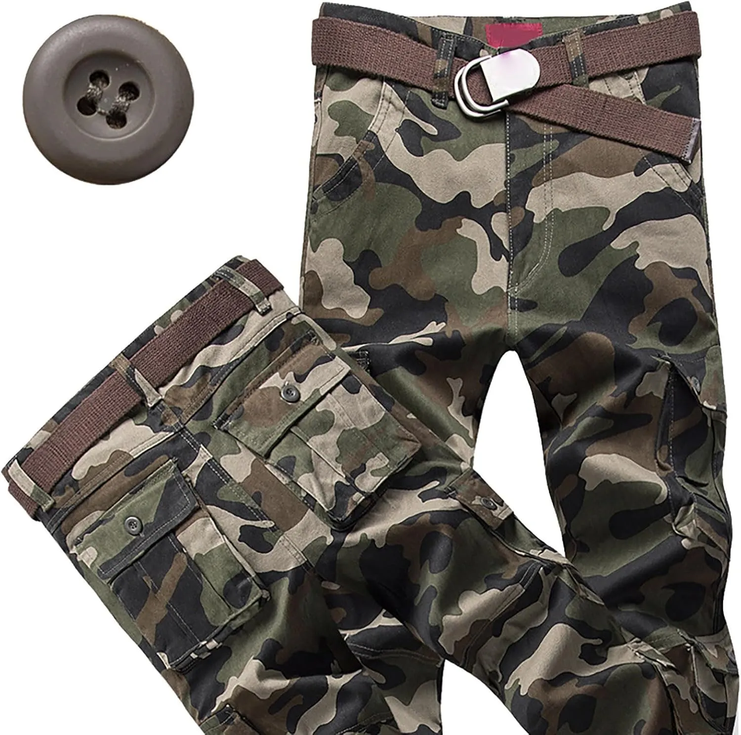 Cargo Pants for Men Casual Hiking Pants Fleece Joggers Athletic Pants Lightweight Loose Straight Sweatpants for Men