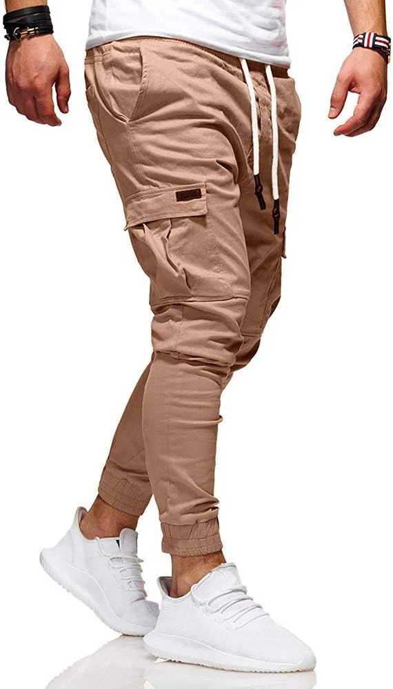Cargo Pants for Men Relaxed Fit Athletic Gym Training Jogger Black Long Track Pants with Pockets Mens Sweatpants with