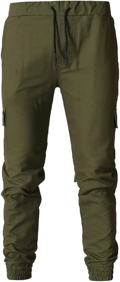 Cargo Pants for Men Relaxed Fit Athletic Gym Training Jogger Black Long Track Pants with Pockets Mens Sweatpants with