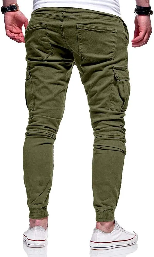Cargo Pants for Men Relaxed Fit Athletic Gym Training Jogger Black Long Track Pants with Pockets Mens Sweatpants with