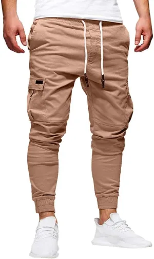 Cargo Pants for Men Relaxed Fit Athletic Gym Training Jogger Black Long Track Pants with Pockets Mens Sweatpants with