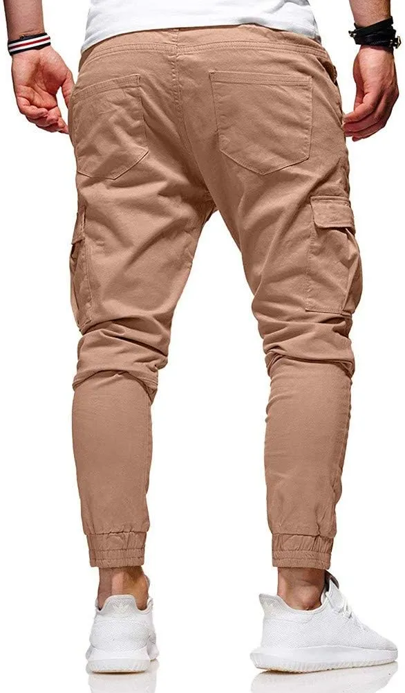 Cargo Pants for Men Relaxed Fit Athletic Gym Training Jogger Black Long Track Pants with Pockets Mens Sweatpants with
