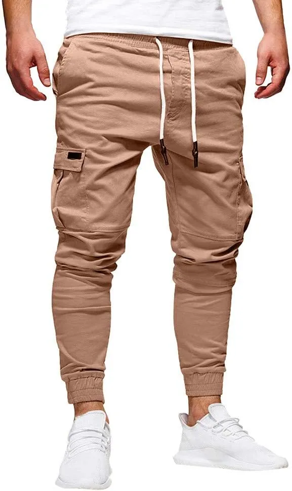 Cargo Pants for Men Relaxed Fit Athletic Gym Training Jogger Black Long Track Pants with Pockets Mens Sweatpants with