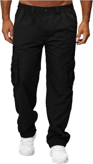 Cargo Pants for Men Relaxed Fit Jogger Sweatpants Motocross Dirt Bike Jogger Elastic Waist Pajama Pants with Pockets