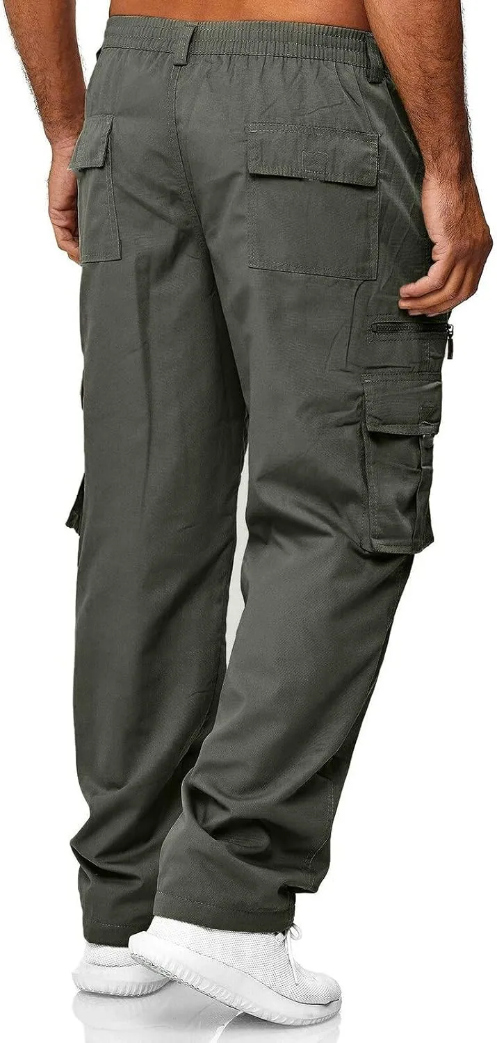 Cargo Pants for Men Relaxed Fit Jogger Sweatpants Motocross Dirt Bike Jogger Elastic Waist Pajama Pants with Pockets