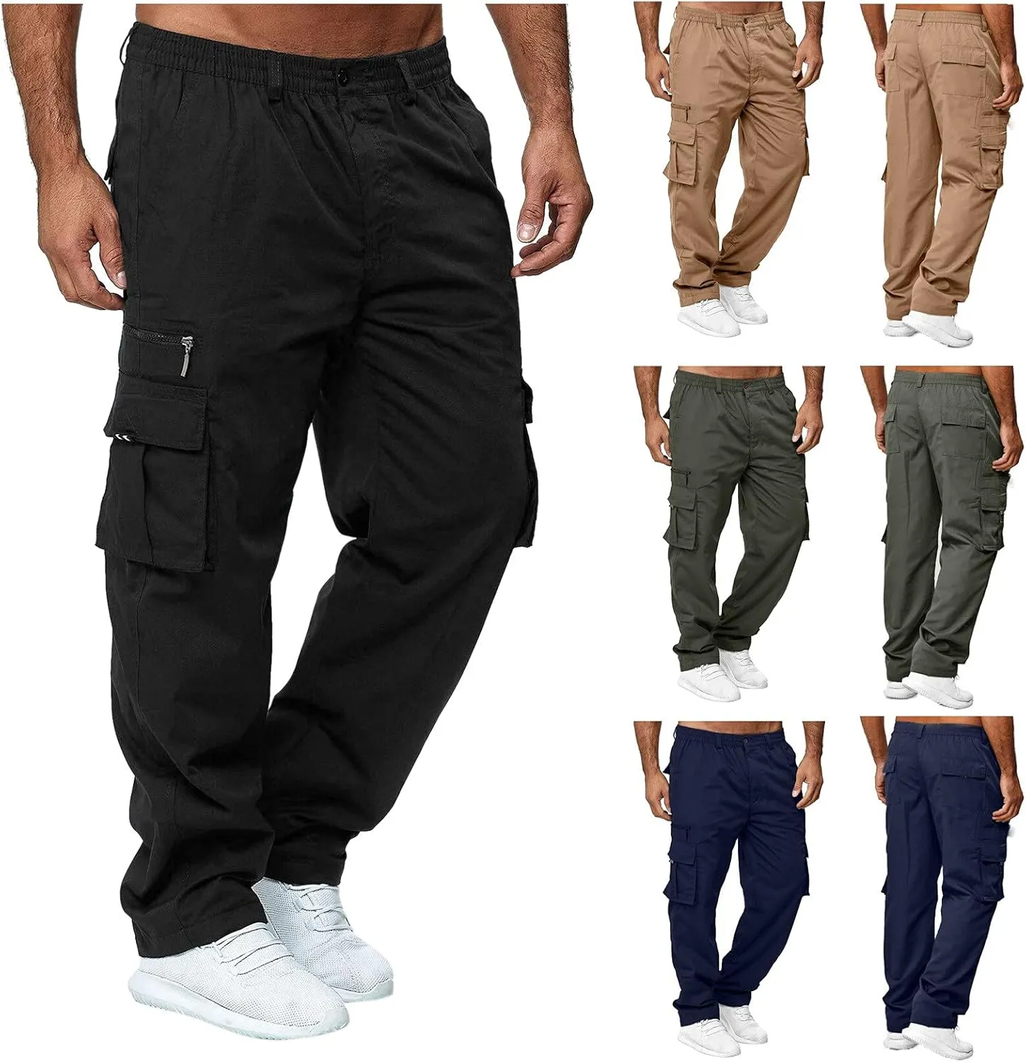 Cargo Pants for Men Relaxed Fit Jogger Sweatpants Motocross Dirt Bike Jogger Elastic Waist Pajama Pants with Pockets