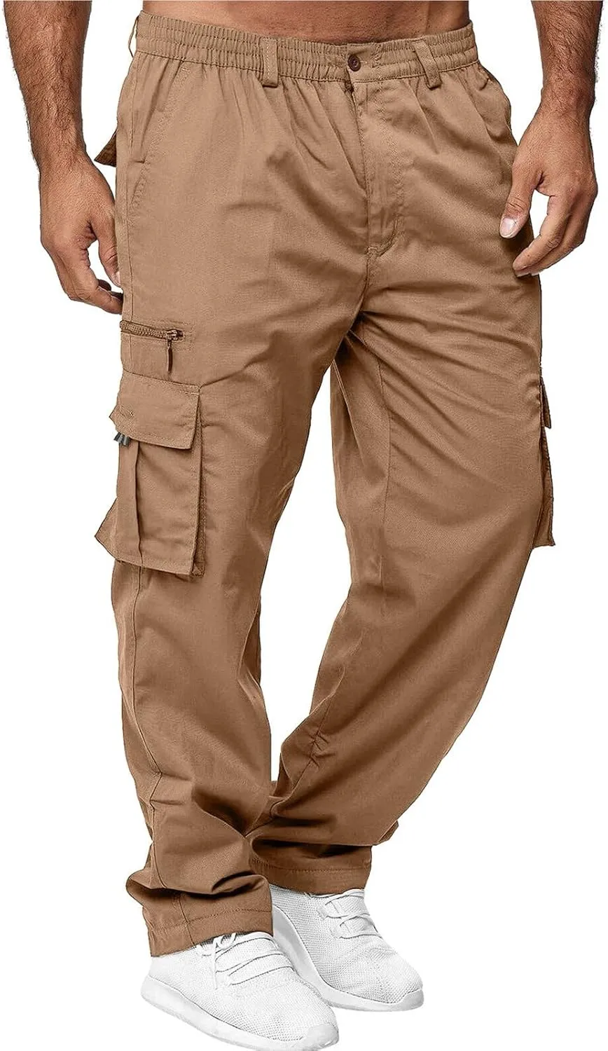 Cargo Pants for Men Relaxed Fit Jogger Sweatpants Motocross Dirt Bike Jogger Elastic Waist Pajama Pants with Pockets