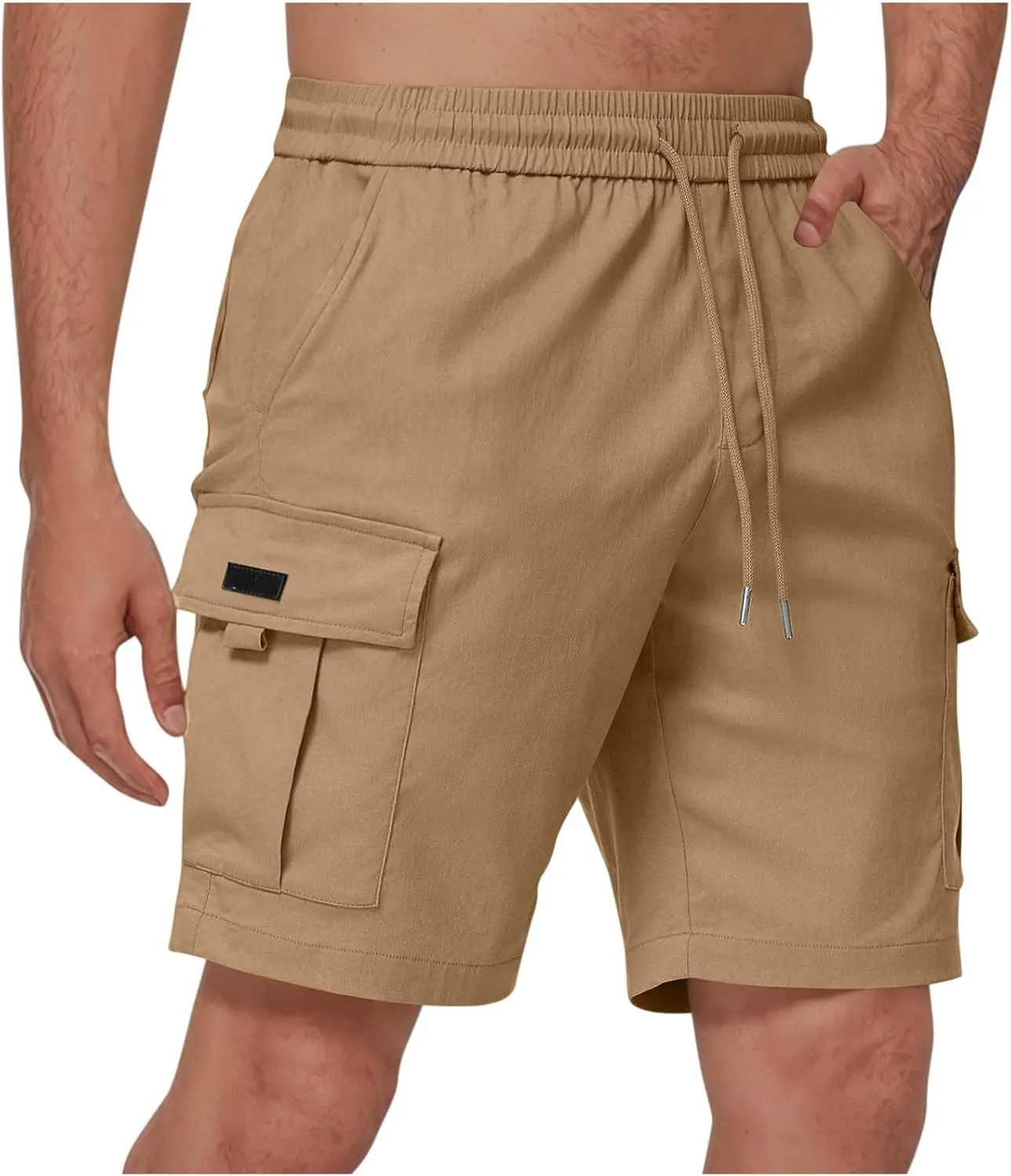 Cargo Shorts for Men Stretch Waist Casual Lightweight Relaxed Fit Hiking Outdoor Drawstring Work Shorts Multi Pockets