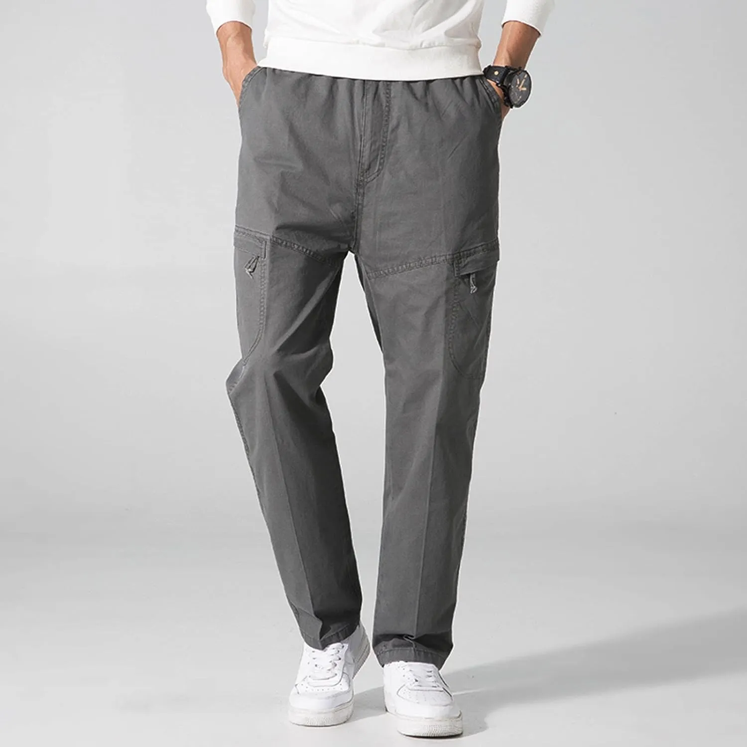 Cargo Sweatpants for Men Big and Tall Pockets Casual Streetwear Y2K Mens Cargo Pants Drawstring Hiking Pants Elastic