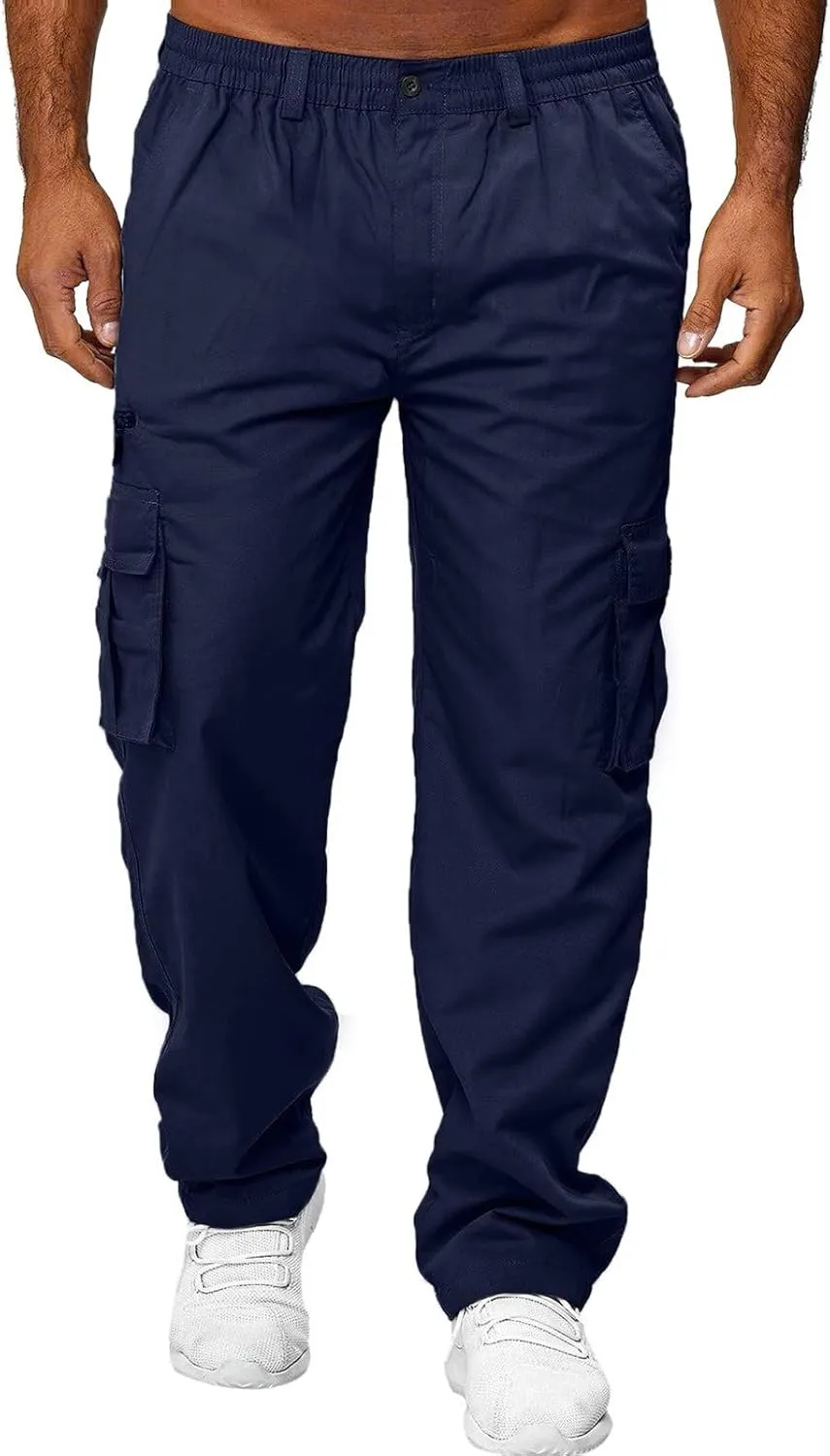 Cargo Sweatpants for Men Mens Lounge Pants Linen Drawstring Elastic Waist Baggy Drop Crotch Sweatpants Trousers Mens