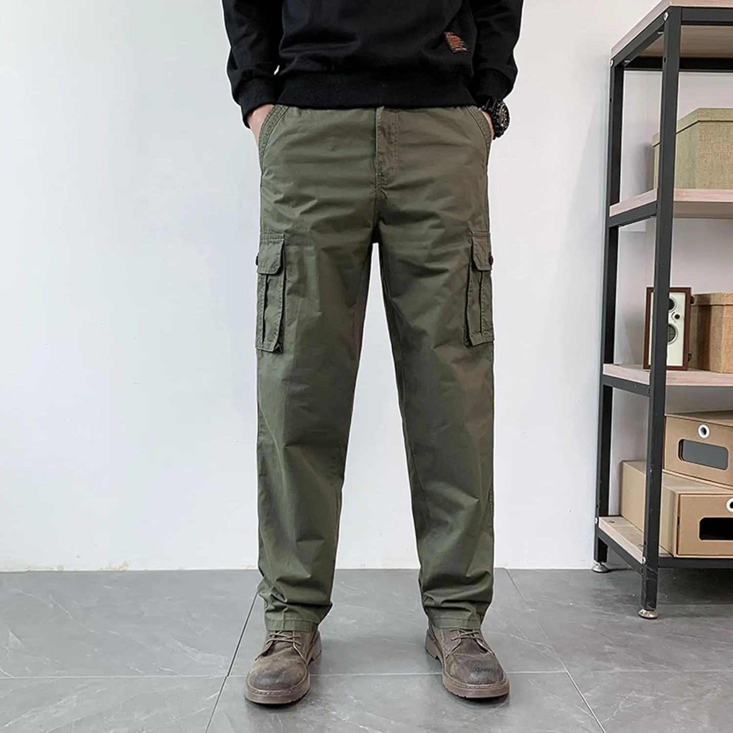 Cargo Trousers for Men Heavyweight Fleece Sweatpants with Pockets Men's Heavyweight Fleece Cargo Sweatpants Stretch
