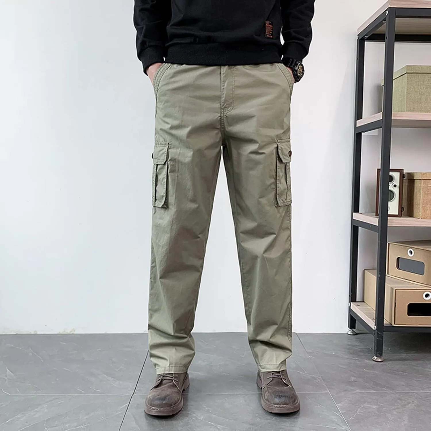 Cargo Trousers for Men Heavyweight Fleece Sweatpants with Pockets Men's Heavyweight Fleece Cargo Sweatpants Stretch