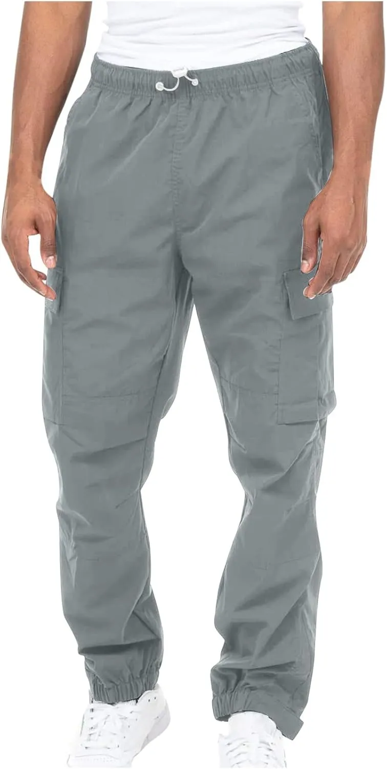 Cargo Trousers for Men Workout Sports Pant Men's Cargo Pants Elastic Waist Joggers Solid Casual Multi Pockets Outdoor
