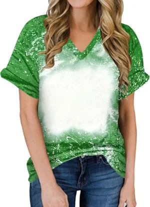 Ceboyel Womens Bleached Sublimation Blank Shirts Short Sleeve Graphic Tees Tops Casual Blouses Funny Summer Outfits Clothes