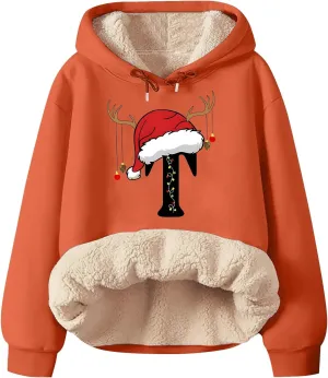 Christmas Hoodie For Women Letter Print Hoodie Sweatshirt Funny Xmas Holiday Pullover With Pocket White Christmas