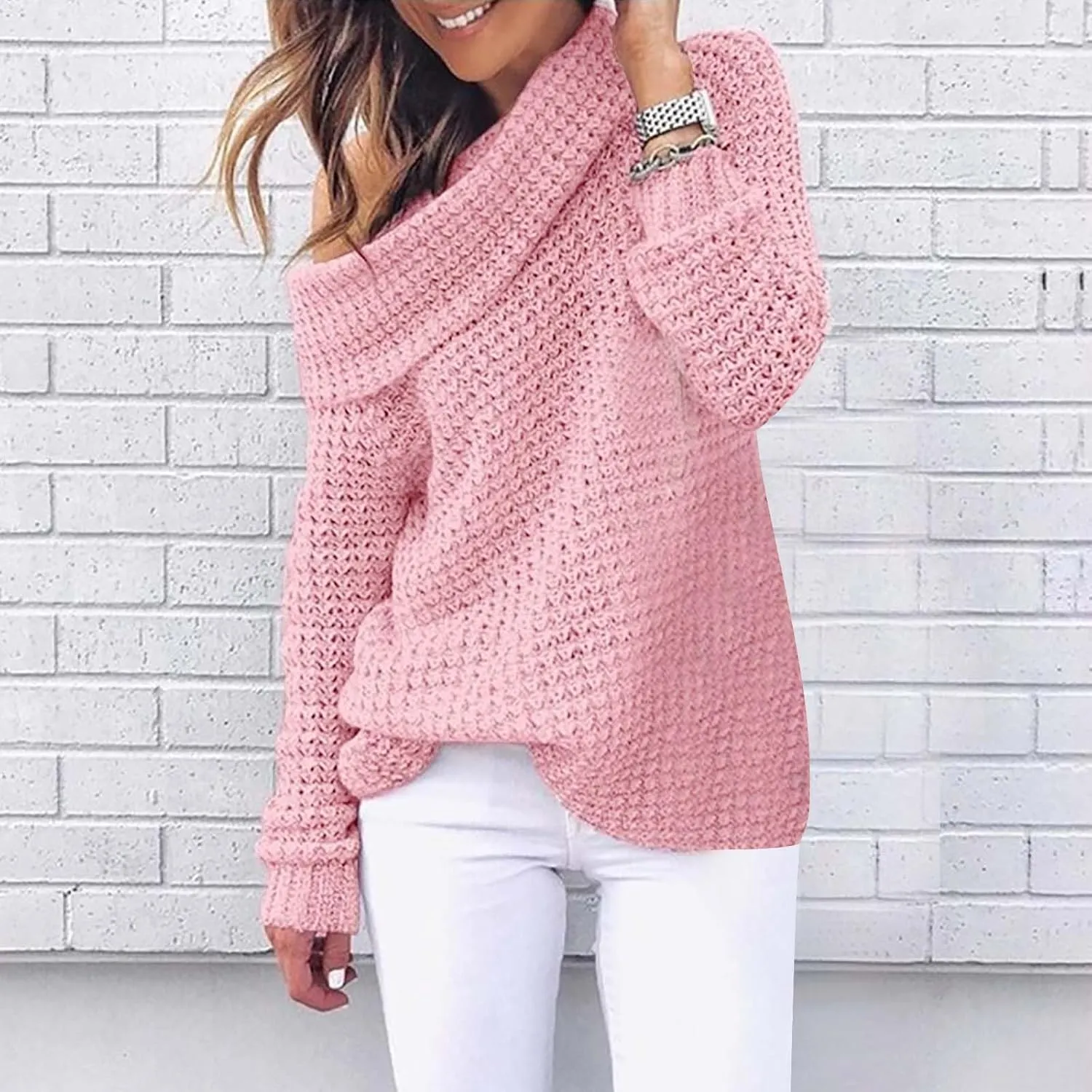 Chunky Knit Sweater for Women Long Sleeve Turtleneck Pullover Tops Comfy Warm Jumper Solid Classic Casual Sweaters