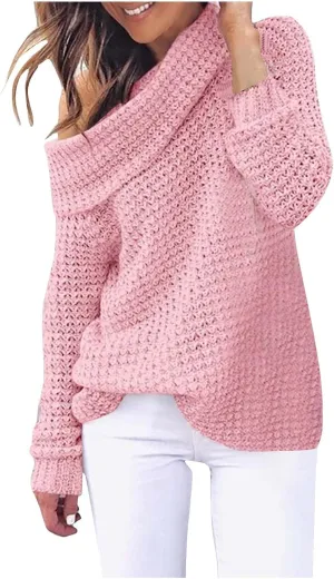 Chunky Knit Sweater for Women Long Sleeve Turtleneck Pullover Tops Comfy Warm Jumper Solid Classic Casual Sweaters