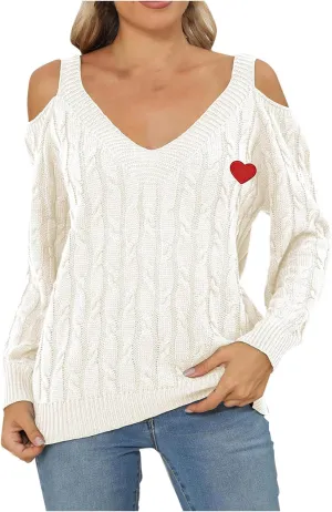 Cold Shoulder Sweater for Women Sexy Knit Sweater Turtle Neck Long Sleeve Top Oversized Vintage Blouse Short Tops