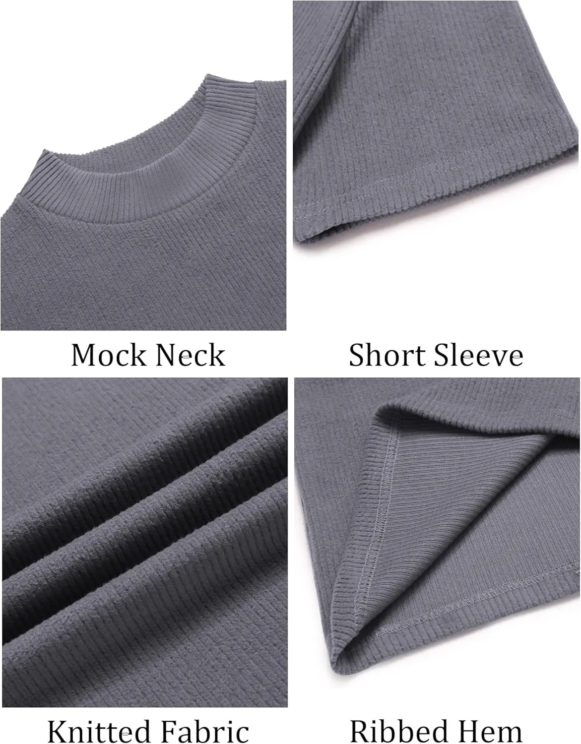 COOFANDY Mens Mock Turtleneck Sweater Short Sleeve Turtle Neck Sweaters Casual Ribbed Knited Pullover Tops Solid Basic Tee