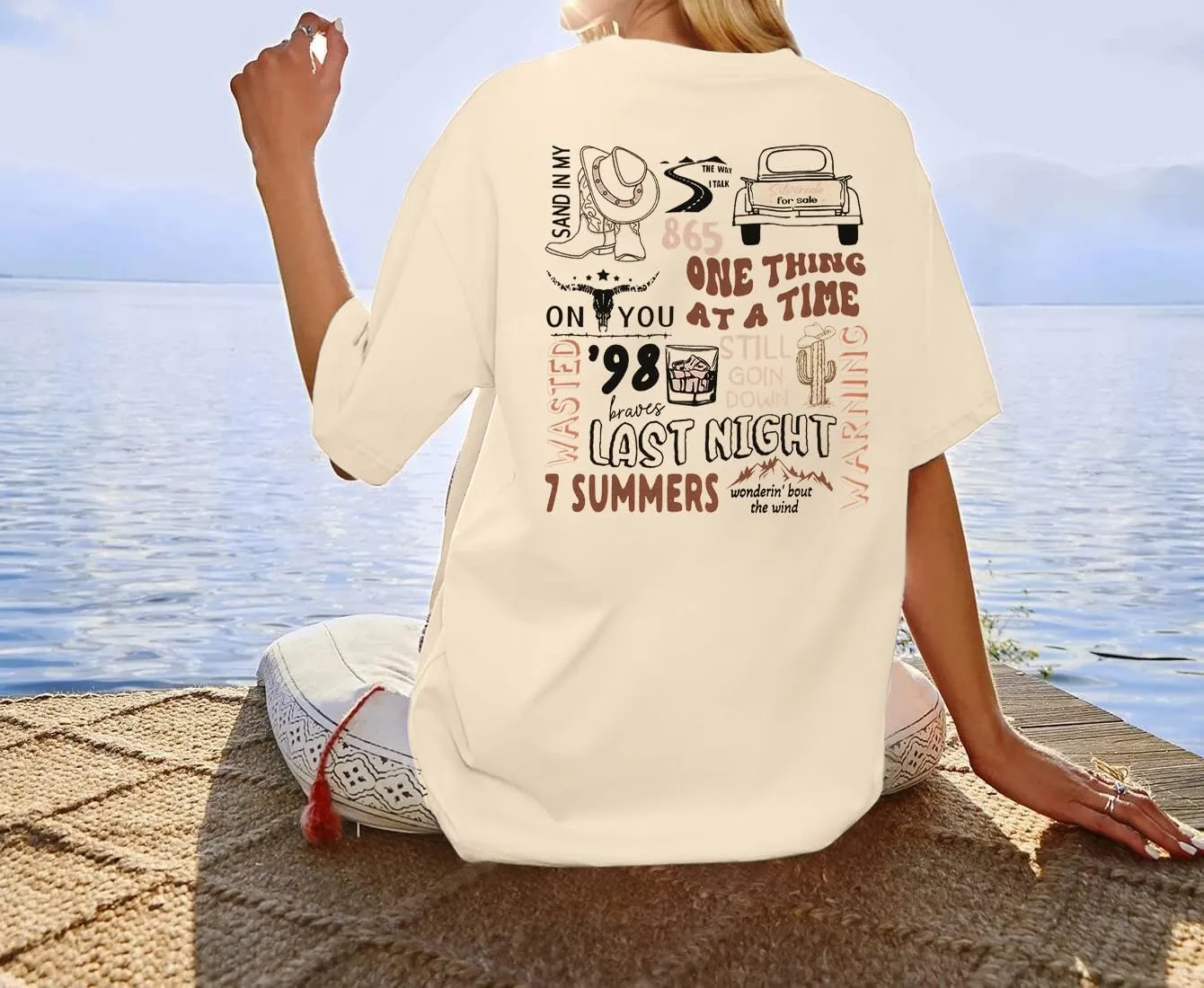 Cow Skull Shirts for Women Western Graphic T Shirts Oversized Country Music Shirt Rodeo Cowboy Graphic Tee