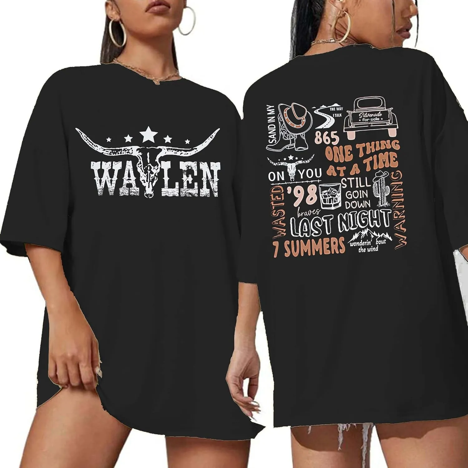 Cow Skull Shirts for Women Western Graphic T Shirts Oversized Country Music Shirt Rodeo Cowboy Graphic Tee