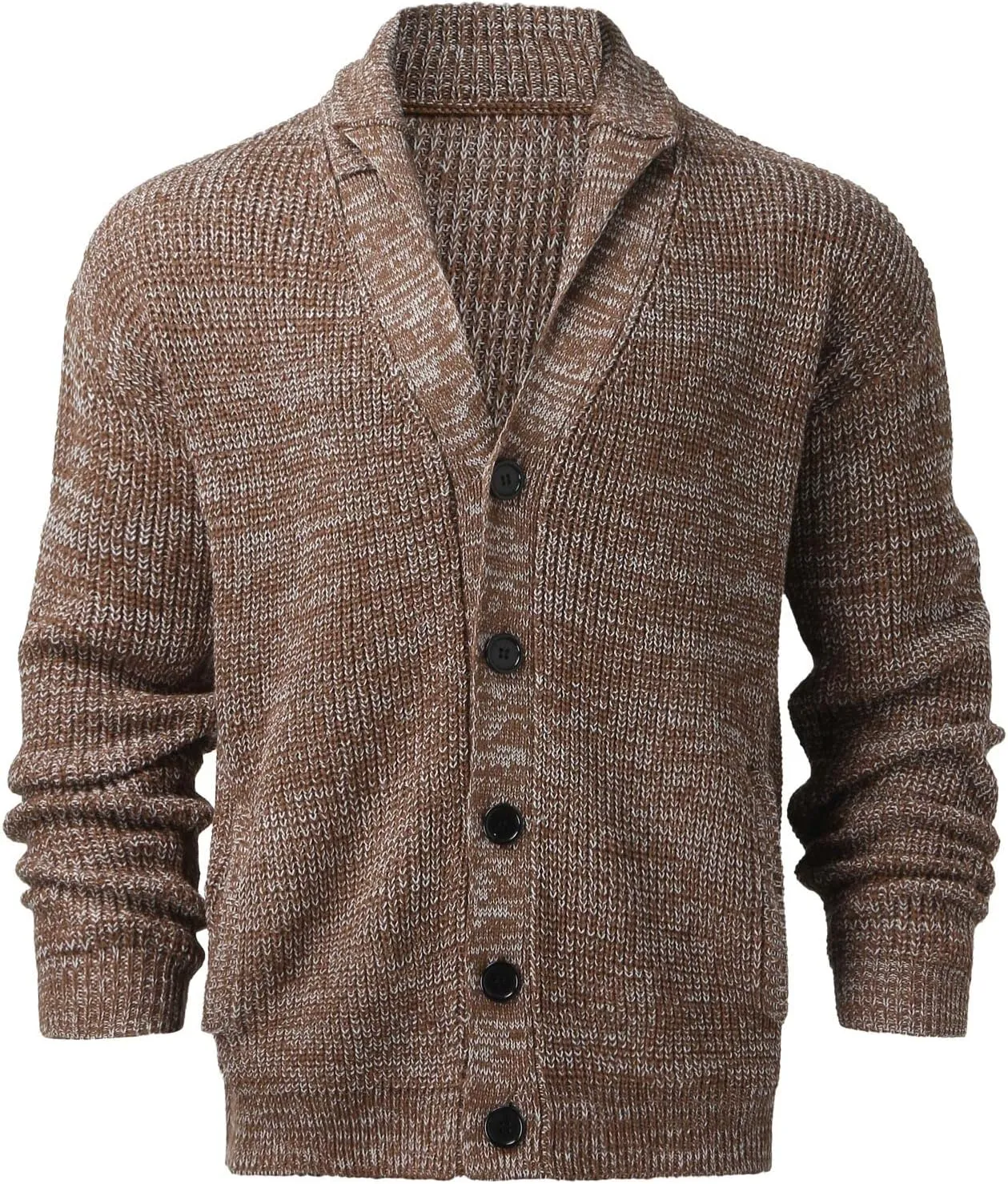 CRNTCEM Mens Casual Shawl Collar Cardigan Sweater Cable Knit Button Chunky Winter Thick Thermal Open Front Cardigan Coats