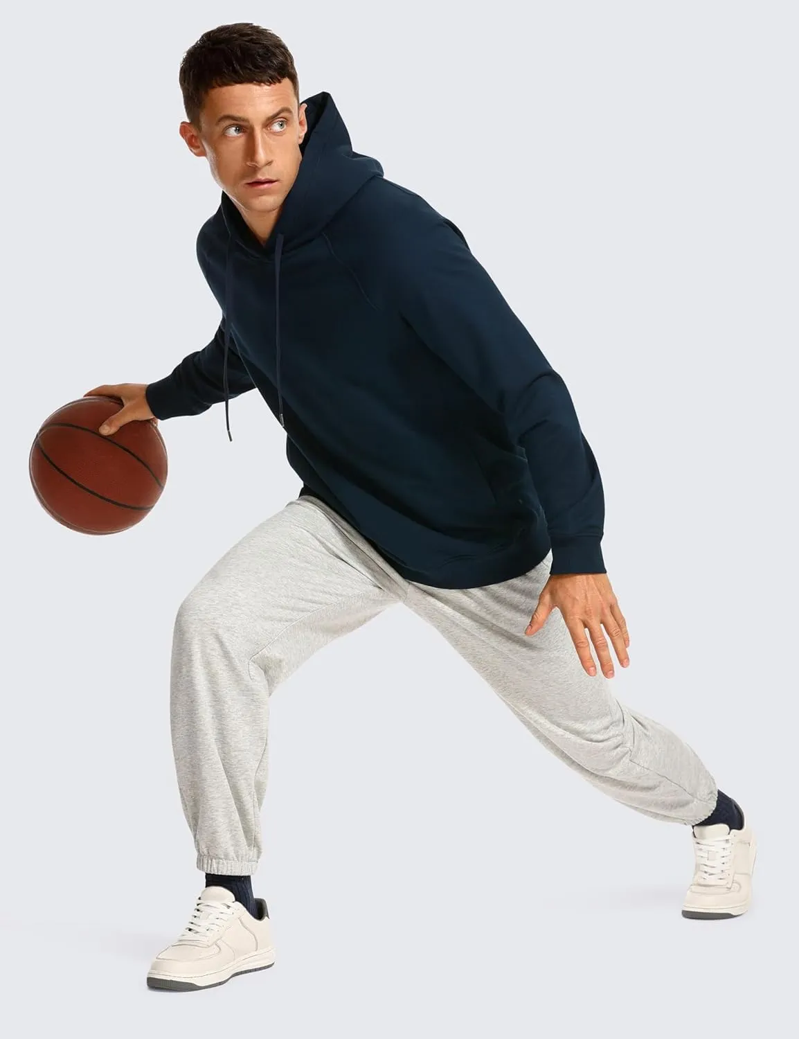CRZ YOGA Hoodies for Men French Terry Hooded Sweatshirts Workout Athletic Casual Pullover Tops with Pocket