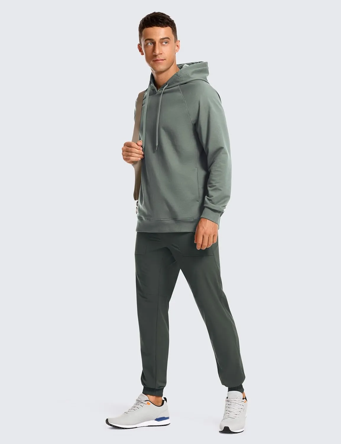 CRZ YOGA Hoodies for Men French Terry Hooded Sweatshirts Workout Athletic Casual Pullover Tops with Pocket