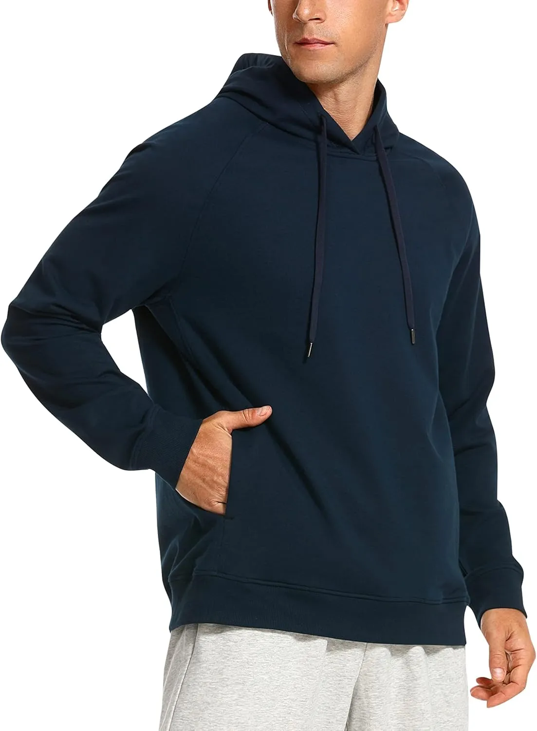 CRZ YOGA Hoodies for Men French Terry Hooded Sweatshirts Workout Athletic Casual Pullover Tops with Pocket
