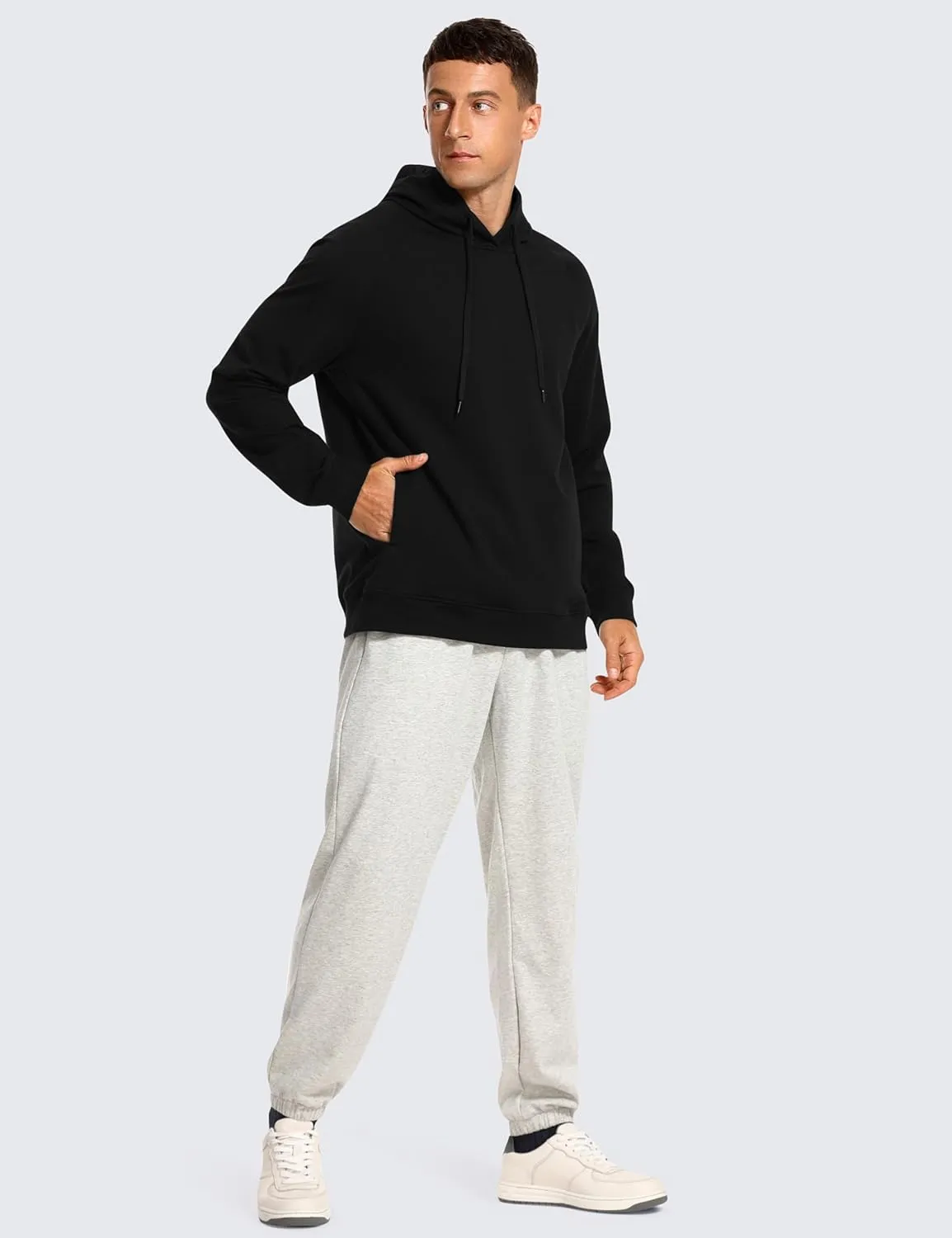 CRZ YOGA Hoodies for Men French Terry Hooded Sweatshirts Workout Athletic Casual Pullover Tops with Pocket