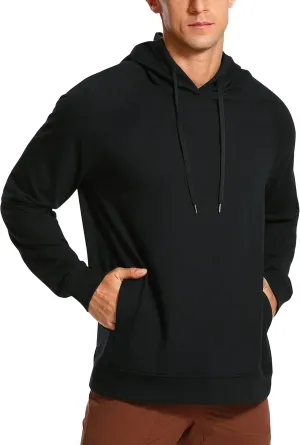 CRZ YOGA Hoodies for Men French Terry Hooded Sweatshirts Workout Athletic Casual Pullover Tops with Pocket