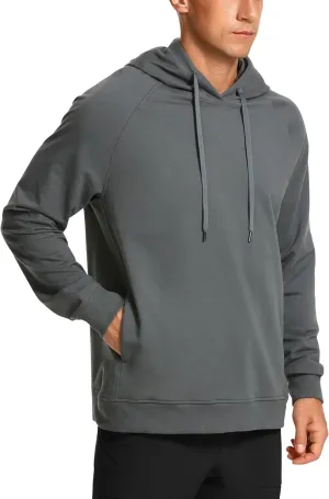 CRZ YOGA Hoodies for Men French Terry Hooded Sweatshirts Workout Athletic Casual Pullover Tops with Pocket