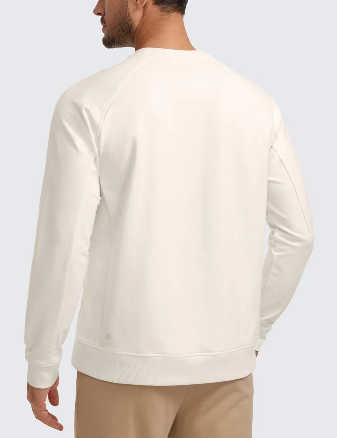 CRZ YOGA Mens Crewneck Sweatshirts French Terry Athletic Workout Sweat Shirts Casual Pullover Tops with Zipper Pocket