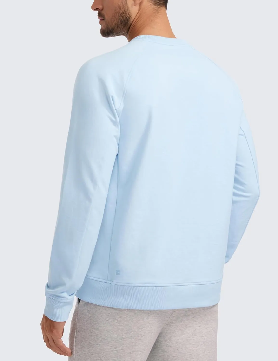 CRZ YOGA Mens Crewneck Sweatshirts French Terry Athletic Workout Sweat Shirts Casual Pullover Tops with Zipper Pocket