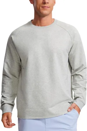 CRZ YOGA Mens Crewneck Sweatshirts French Terry Athletic Workout Sweat Shirts Casual Pullover Tops with Zipper Pocket