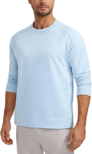 CRZ YOGA Mens Crewneck Sweatshirts French Terry Athletic Workout Sweat Shirts Casual Pullover Tops with Zipper Pocket