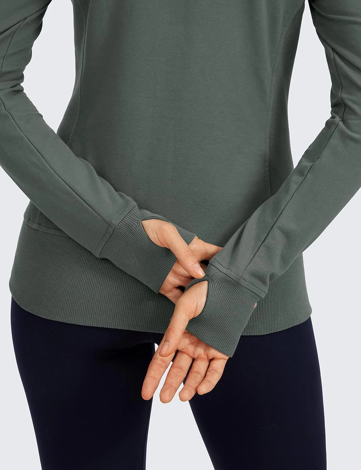 CRZ YOGA Women's Full Zip Hooded Sweatshirts Workout Sweat Jackets Slim Fit Running Track Hoodies with Thumbholes