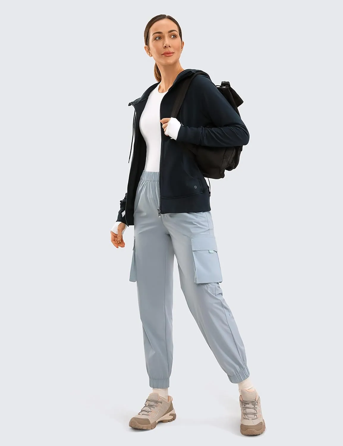 CRZ YOGA Women's Full Zip Hooded Sweatshirts Workout Sweat Jackets Slim Fit Running Track Hoodies with Thumbholes