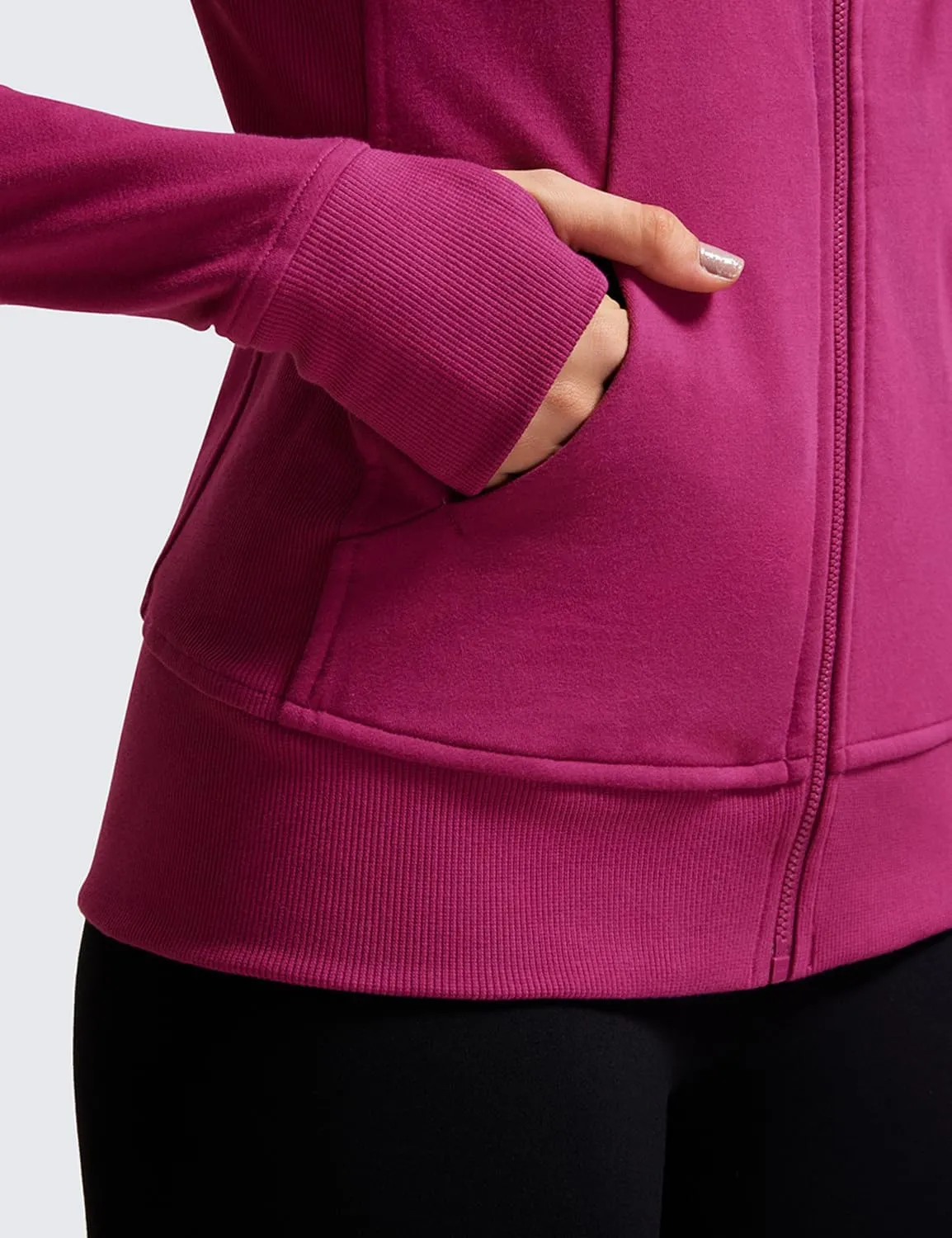 CRZ YOGA Women's Full Zip Hooded Sweatshirts Workout Sweat Jackets Slim Fit Running Track Hoodies with Thumbholes