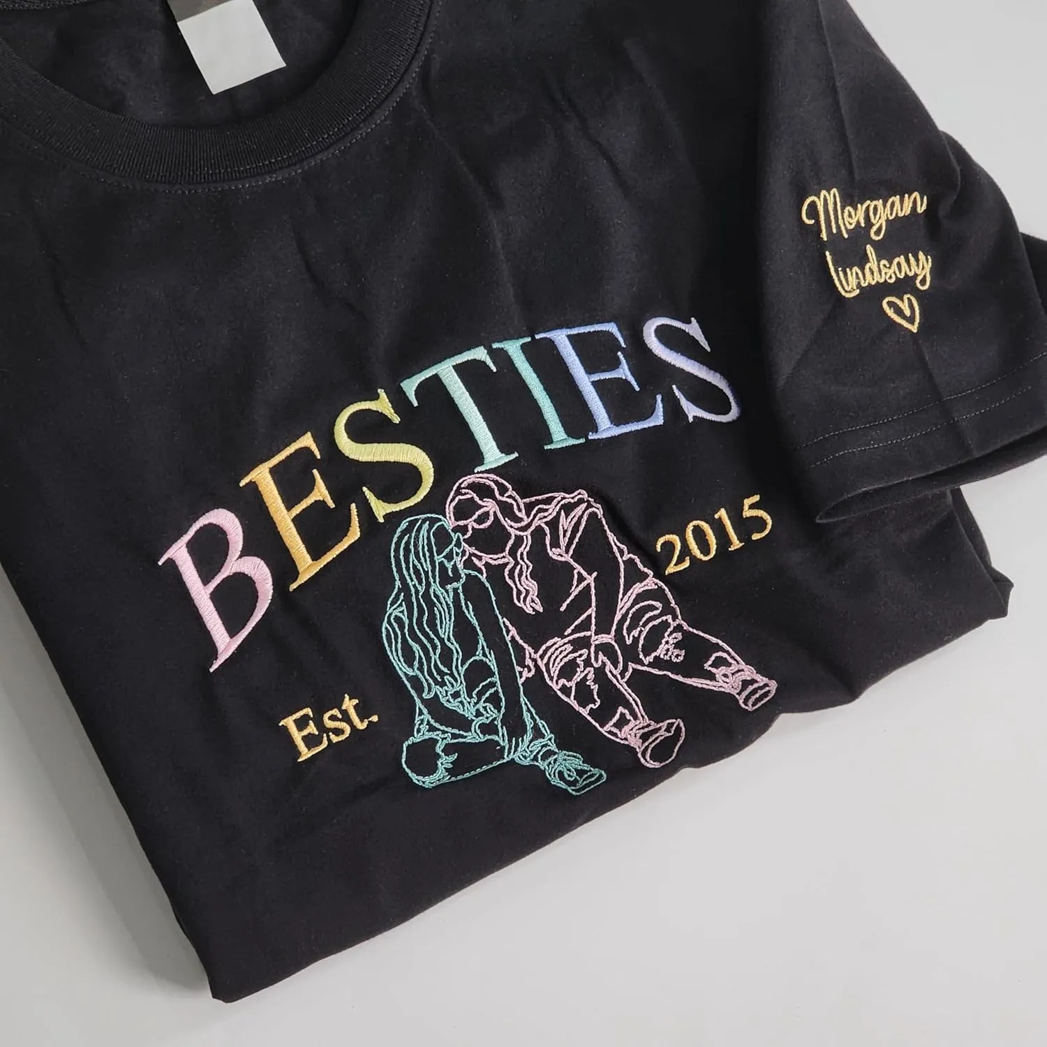 Custom Besties Embroiderd Shirt, Custom Photo Sweatshirt, BFF Sweater,BFF Tee Shirt
