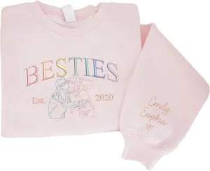 Custom Besties Embroiderd Shirt, Custom Photo Sweatshirt, BFF Sweater,BFF Tee Shirt