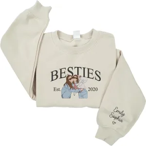 Custom Besties Embroiderd Shirt, Custom Photo Sweatshirt, BFF Sweater,BFF Tee Shirt