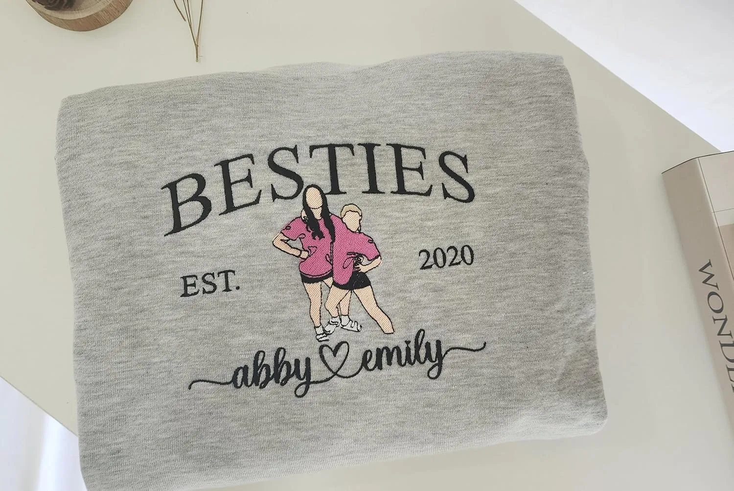 Custom Besties Embroiderd Shirt, Custom Photo Sweatshirt, BFF Sweater,BFF Tee Shirt