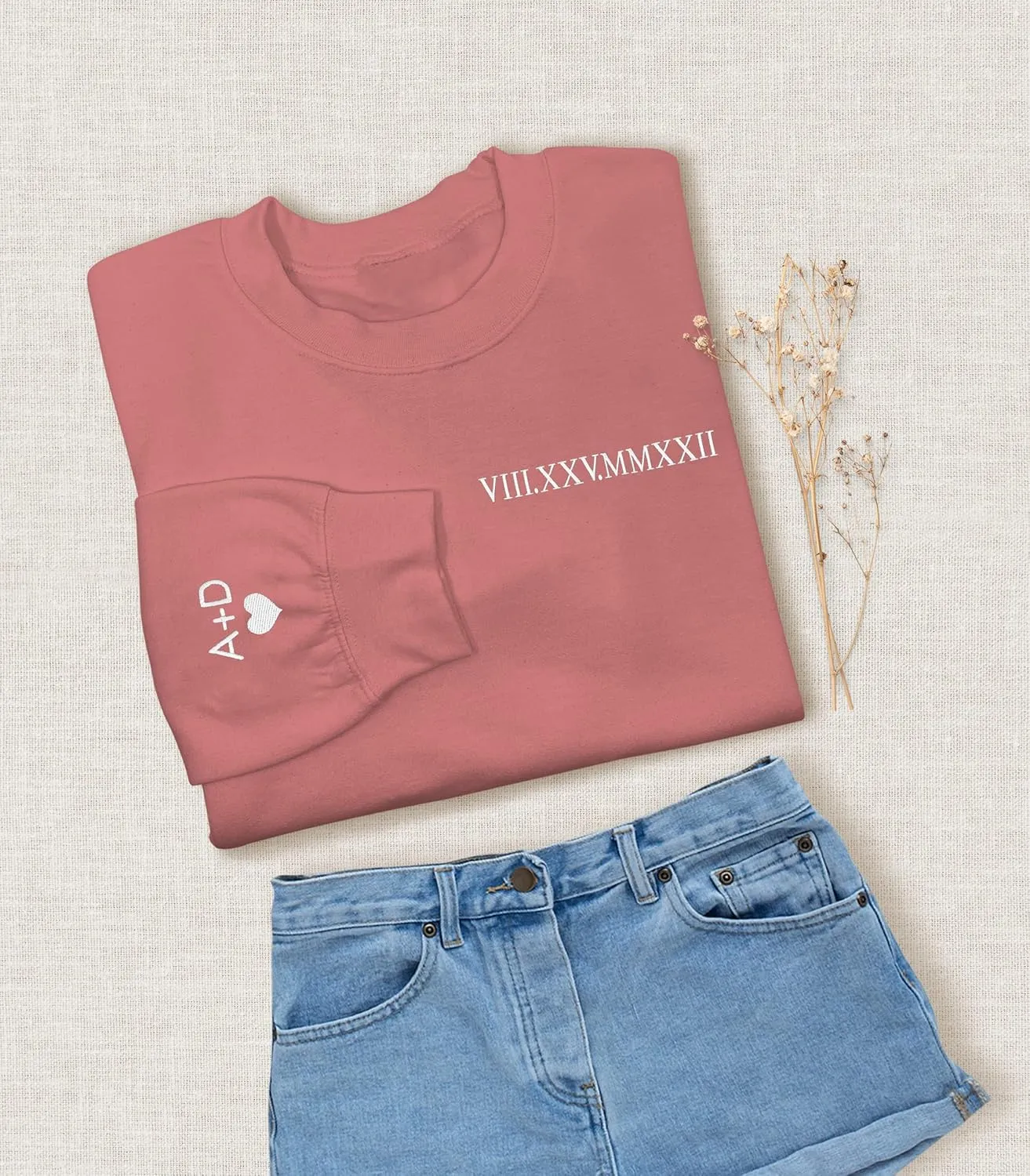 Custom Embroidered Matching Couple Sweatshirt Personalized Couple Sweatshirts with Your Initials