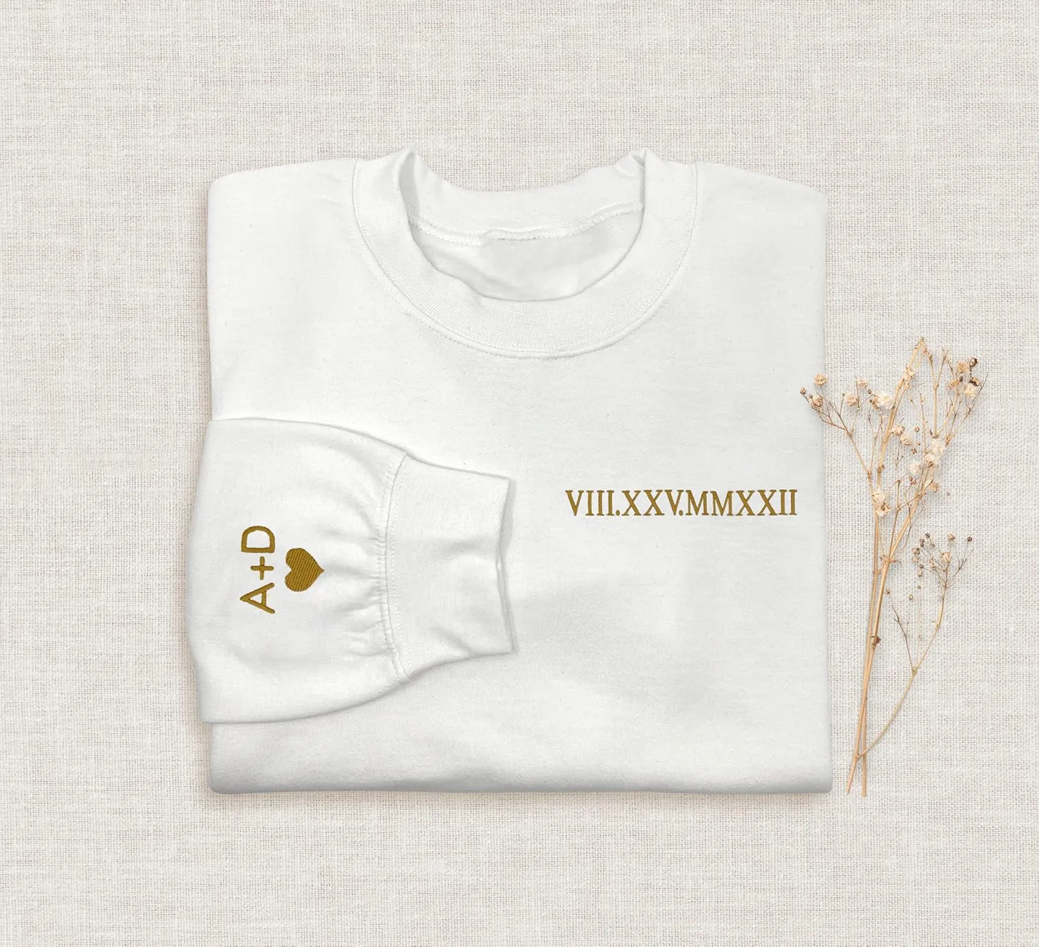 Custom Embroidered Matching Couple Sweatshirt Personalized Couple Sweatshirts with Your Initials